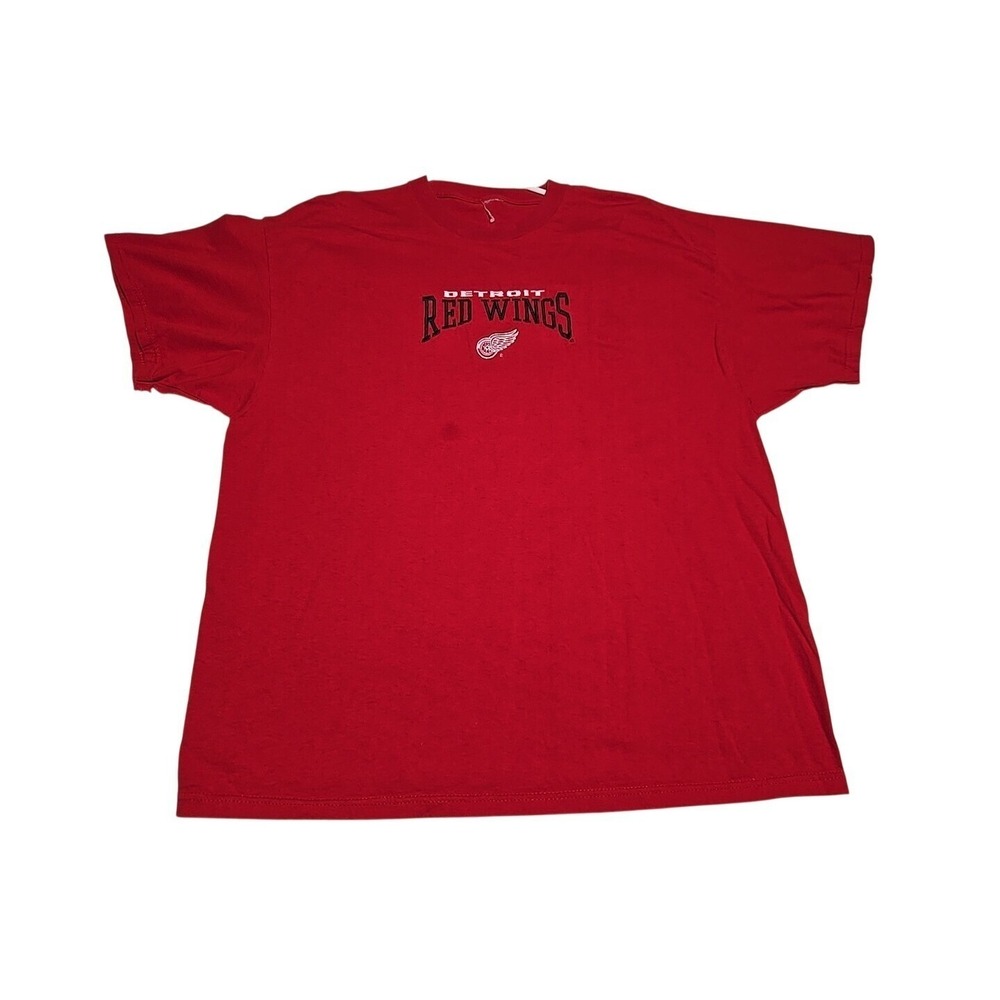 Vintage 90s Detroit Red Wings XXL T-Shirt NHL Embroidered Spellout Logo